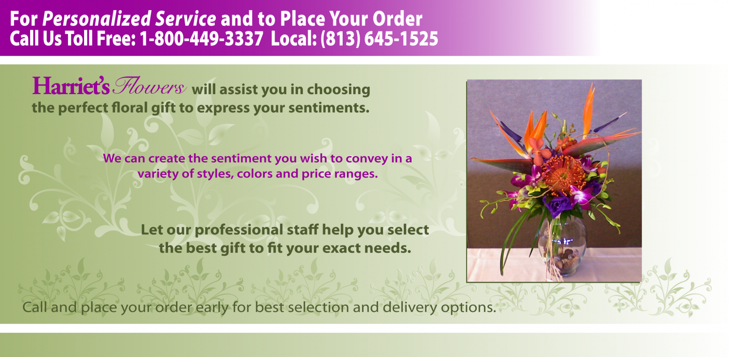 Fresh floral arrangements from Harriet's Flowers